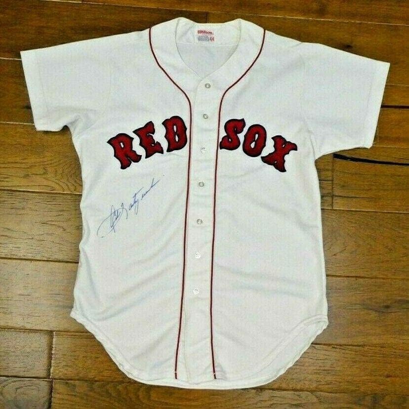 Карл Ястржемски Подписа номер на Бостън Ред Сокс 1983-84 година на издаване - втора употреба тениски MLB