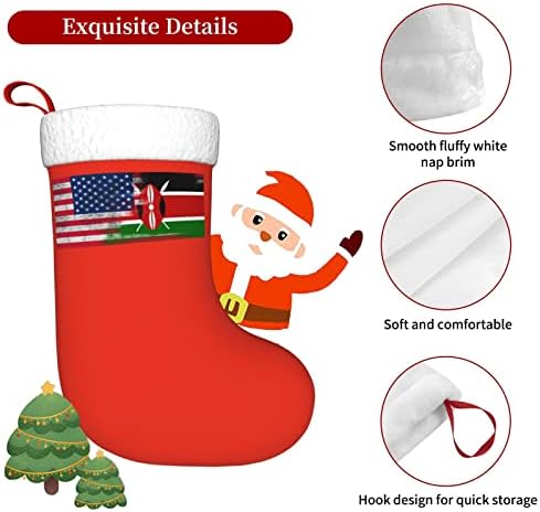 QG ZZX Коледни Чорапи с Мек Флага на сащ, Коледни Чорапи, Окачен Чорап за Камина, 18 Инча, Празнична Украса