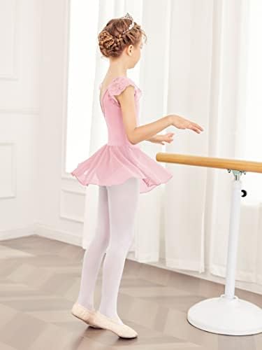 Zaclotre/ Балетное Трика за момичета, Танц Бански костюм с ръкави-къдри, Екипировки Балерина за малки Деца
