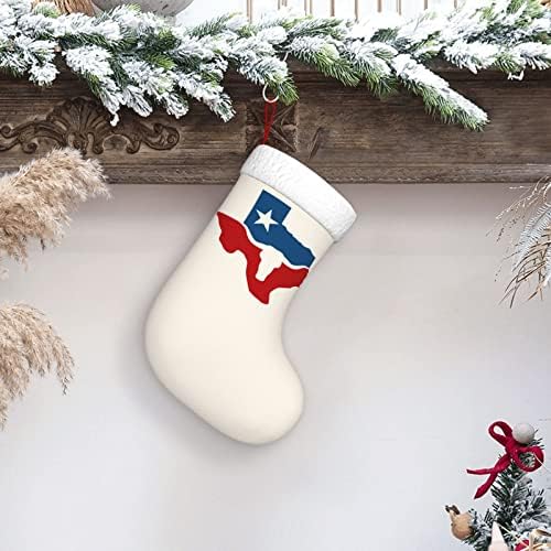 QG ZZX Коледни Чорапи с Флага на Тексас, Коледни Чорапи, Окачен Чорап за Камина, 18 Инча, Празнична Украса