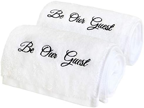 Бродирани бели кърпи за ръце Бъди наш гост, за баня с подарък кутия - Комплект от 2-те кърпи за ръце, памук с повишена впитываемостью