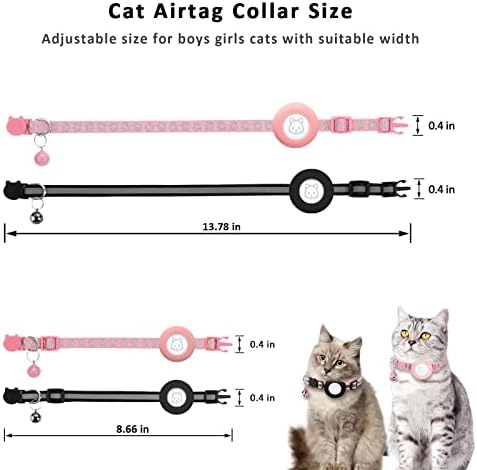 2 опаковки Греди за котки с въздушна етикет, Отразяваща нашийник за котки с отцепнически защитна катарама и камбана, Регулируем нашийник