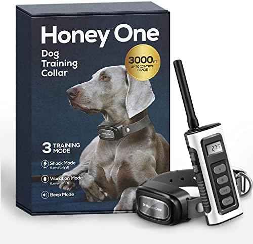 Ударни яка Honey One за кучета - Водоустойчива Акумулаторна батерия електрически тренировъчен нашийник за кучета с дистанционно