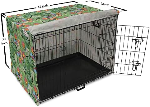 Foldout Калъф за клетка за екзотични кучета, Фигура Ботаническата градина с Абстрактни Цветя, Лотос и Листа с Линии, Лесен за Употреба
