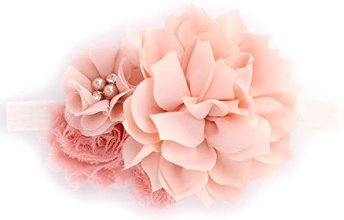 Превръзка на главата Ми Lello Бебе от изтъркан плат с цветен модел, разтеглив розов руж