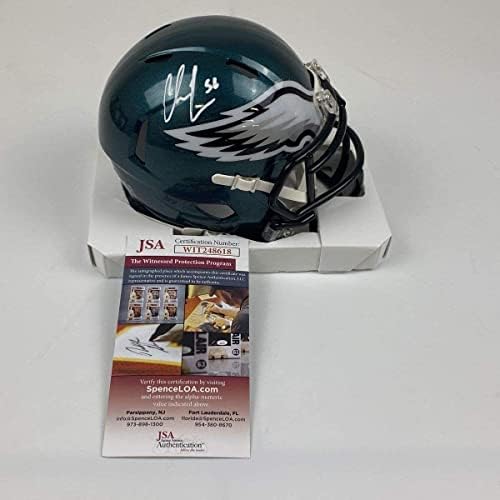 Мини-Футболен каска с автограф на Крис ЛОНГА Philadelphia Eagles JSA COA - Каски NFL с автограф