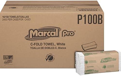 Хартиени кърпи Marcal Pro C-Fold, 100 % Рециклирани 1-пласт, 150 Сгънати Кърпи В опаковка, 16 Опаковки В опаковка - 2400 Хартиени кърпи