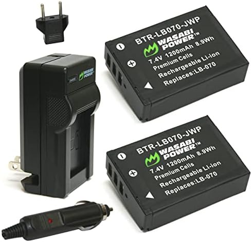 Батерия Wasabi Power (2 комплекта) и зарядно устройство за Kodak LB-070 и PIXPRO AZ651, S-1