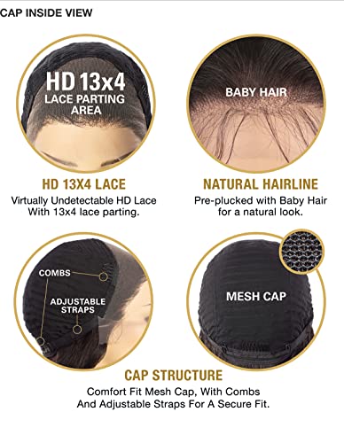 Sensationnel 15A 13x4 завързана перука - 15a Човешка коса remy HD прозрачна дантела пред перука дълга дължина - Извратени