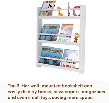 Органайзер за библиотечка с децата поведение за децата - Бяла bookshelf за спалня - 3-те Нива, органайзер - Еднопосочна Портретно витрина