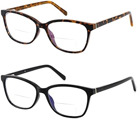 Kafirlo Бифокални очила за четене женски сини леки компютърни ридеры Прозрачна горна дограма Котешко око Стилни, модерни дамски слънчеви