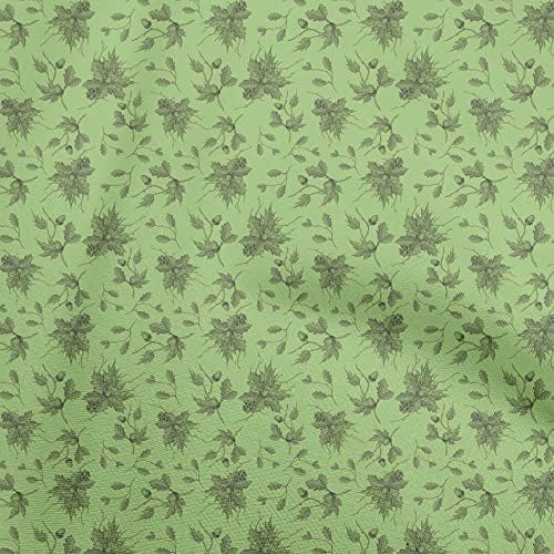 Однотонная вискозно-зелен плат от жоржета, есенни листа, материал за рокли, кърпа с принтом, ширина ярд 42 инча