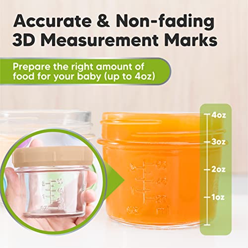 KeaBabies 6 опаковки Стъклени контейнери за бебешка храна и силикон тава за замразяване на детски храни с защелкивающейся капак