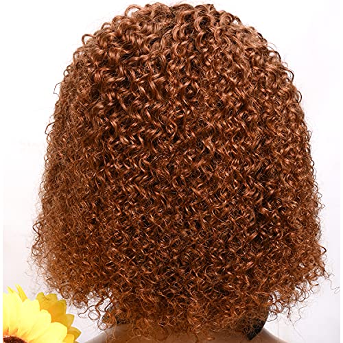 Афро Боб Перуки, изработени от човешка коса 150% Плътност Къса Къдрава Къдрава Перуки С пълна Шапочкой изкуствена коса Бразилски