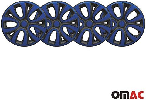 15-цолови тасове OMAC за Toyota Черни Матови и тъмно синьо 4 бр. Капака Джанти - Шапки ступиц - Подмяна на външната повърхност на автомобилни