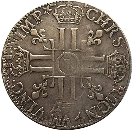 Френска монета 1690 Година От Чисто Медно-Сплав Сребро Actique Coins Crafts CollectionCoin Колекция Възпоменателни монети