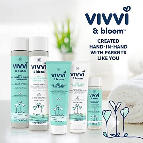 Vivvi & Bloom Леко 2-в-1 Почистващ Гел за измиване на детската и шампоан, 10 fl. Унция с Нежен Бебешки лосион за лице и тяло