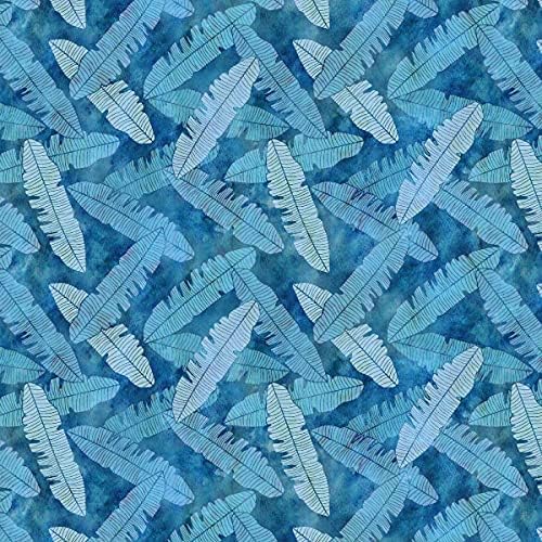 Дизайнерски стеганая плат Blue Ferns от памук by The Yard (тъмно синьо, светло синьо, синьо, бяло)