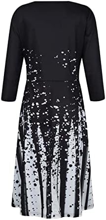 NOKMOPO Рокля-пуловер за жени 2022, ежедневна рокля с флорални принтом, вълнообразни V-образно деколте, копчета, 3/4 ръкав, пролетта и