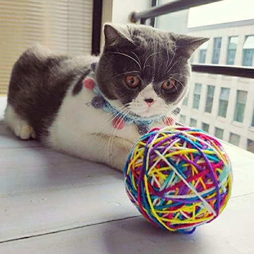 COMEONE Котка Топка Toy 4 опаковки, Цветни топки от вълнени прежди за ръчно изработени и за котки, които извършват упражнения и царапающих