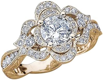 2023 Нов Пръстен с Пълна диамантен пръстен във формата на Цвете за Жени, Модни Бижута, Популярни Аксесоари, Фини Пръстени-Обещания за Нея