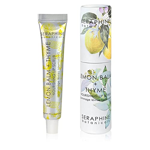 Seraphine Растителни Лимонов балсам + Подхранващ ексфолиант за устни с Мащерка - Ексфолираща грижа за устните, Овлажняващ крем за сухи
