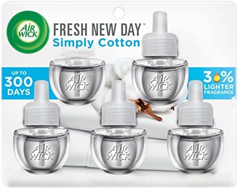Бензиностанция Ароматен масло Фитил Air Plug-in, 5 карата, Памук Fresh New Day Simply, Освежители за въздух, Етерични Масла