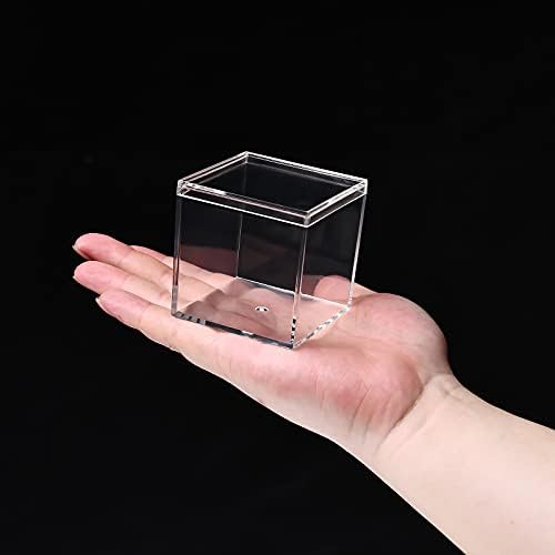 Dayaanee Прозрачна Акрилна Пластмаса Квадратен Куб, 4 опаковки, Малко Акрилна кутия с капак, 4,7x4,7x4,7 инча/120x120x120 мм, Кутии