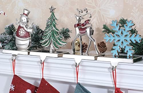 Коледни държачи за отглеждане на Полицата рафтове Комплект от 4-те-Коледен държач за отглеждане на камината Дърво Снежинка,