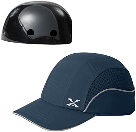 Защитно бейзболна шапка Лека Защитна Каска За защита на главата, Дишаща Шапка за защита на главата (M18109H-Тъмно син, с Дълги полета)