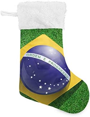 Футболна Топка PIMILAGU с Бразилски Флаг На Полето, Коледни Чорапи, 1 Опаковка 17,7 , Окачените Чорапи за Коледна Украса