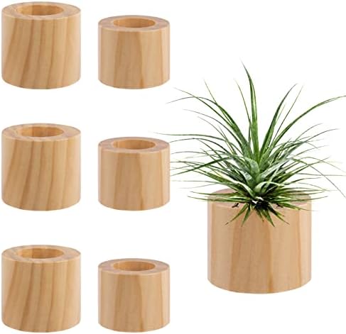 Комплект от 6 Дървени въздушни притежателите на растенията - 2 Размера, въздушни саксии за растения в селски стил, контейнери