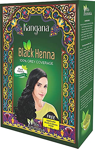 Прах черна къна Kangana за сиво покритие | Натурална черна къна за боядисване на коса / Color | Naturals Henna Color