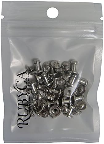 RUBYCA 30 Комплекта Копчета Сребрист цвят с Шипове и Метални Резбови вложки От кожа-Занаяти собствените си ръце, 8 mm X 8 mm