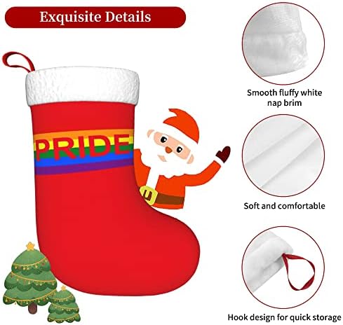 QG ZZX Коледни Чорапи с Бяла Супер Меки Плюшени Белезници ЛГБТ Гей Гордост Коледни Чорапи, Коледни Украси Отглеждане