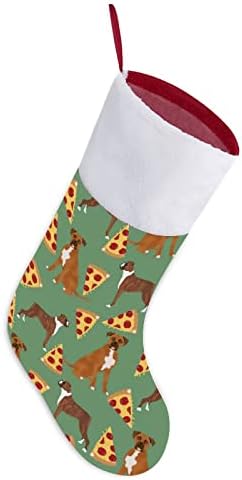 Боксерки Пица, Храна за Пица Боксер Куче Коледен Отглеждане Окачени Чорапи С Принтом Коледно Дърво Украса За Камината