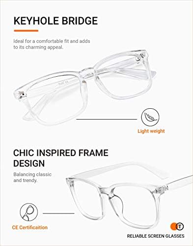 Комплект Точки TIJN Square Nerd Blue Light Blocking Glasses с Винтажными Компютърни Очила с Кръгла Екран за Жени и Мъже