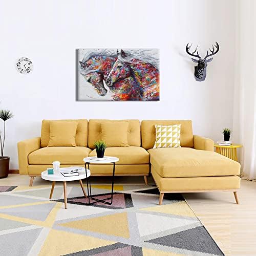 Картини с коне Стенен Декор, Стенно изкуство с Коне, които Тичат Коне, по-Големи Абстрактни Цветни картини с Коне за Украса