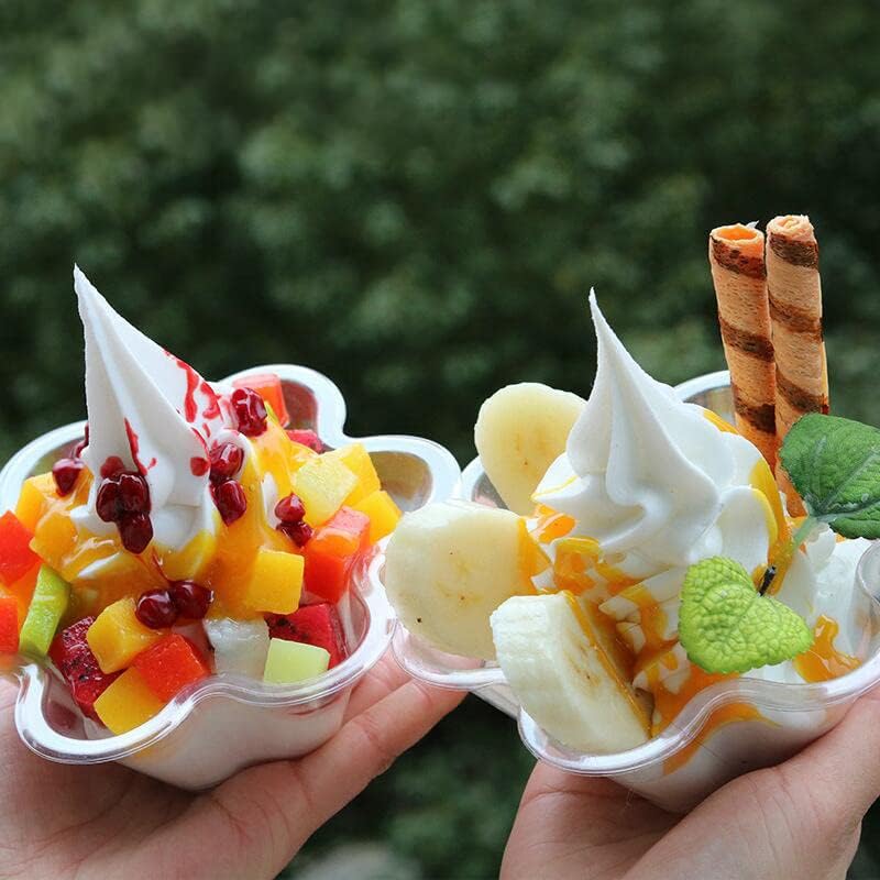 Qeirudu 50 Опаковки, Чаши за сладолед с лъжици - 8 унции на Пластмасови Чаши за Еднократна употреба за Сладолед, Пластмасови Прозрачни