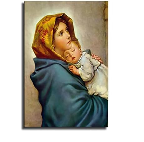 Майка му Мария и Детето Исус Плакат с изображение на Началната стената в стил Арт Деко Подарък HD Печат Художествена Естетика