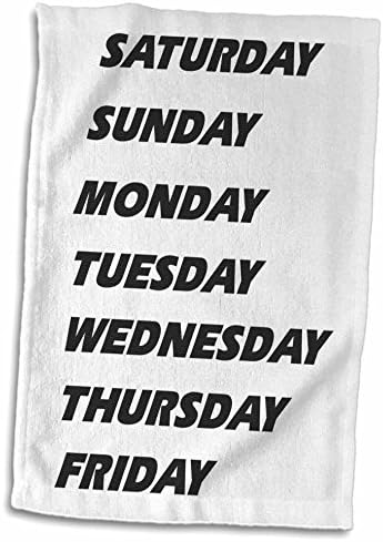 Календари 3dRose Florene - Дни от седмицата в черно-бял цвят - Кърпи (twl-35084-1)