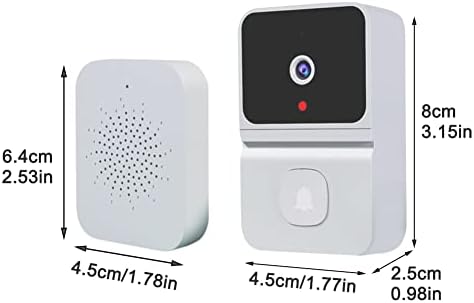 Безжичен Звънец, Акумулаторна батерия USB Нощно Виждане Mini Chime за Домашно Сигурност, Видео Звънец Безжичен WiFi с Камера (Бял)