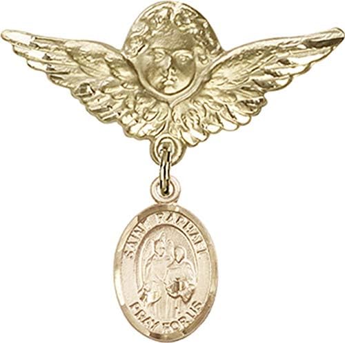 Детски икона Jewels Мания за талисман на Архангел Св. Рафаел и пин Ангел с крила | Детски икона от 14-каратово злато с талисман