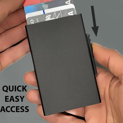 Минималистичен Поп портфейл - Модерен държач за карти - Защита от RFID и тънък метален калъф за банкови карти – С подарък писалка