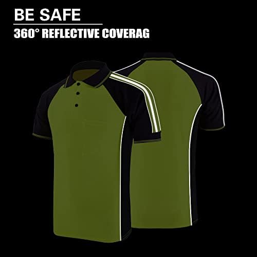 Риза с къси ръкави за Сигурност LOVPOSNTY, Отразяващи Ризи с Висока Видимост, Ризи за строителни Работи за Мъже