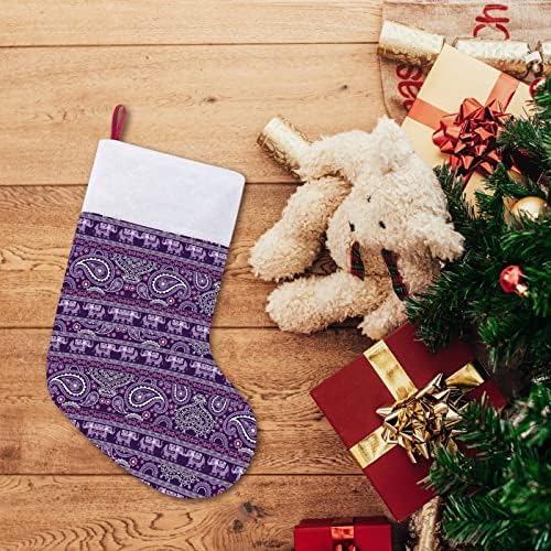 Слон Лилав Пейсли Коледен Окачен Отглеждане на Сладък Дядо Чорап за Коледно Декориране на Подаръци