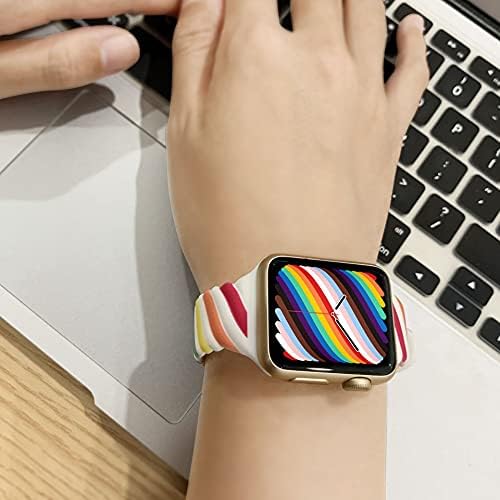WMJJ Мъжки и дамски, Стилни каишки за ръчни часовници в ириса теми Twist Shape за Apple Watch 6 5 4 3 2 1 iWatch SE, на