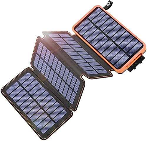 Слънчево зарядно Tranmix 25000mAh, Джобно Слънчево Зарядно устройство за мобилен телефон с 4 Слънчеви Панели, външна Батерия Слънчева
