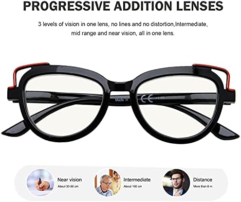 Eyekepper, 4 опаковки Мультифокальных Очила За четене, Блокиране на Синя Светлина, Прогресивно Многофокусные очила Котешко