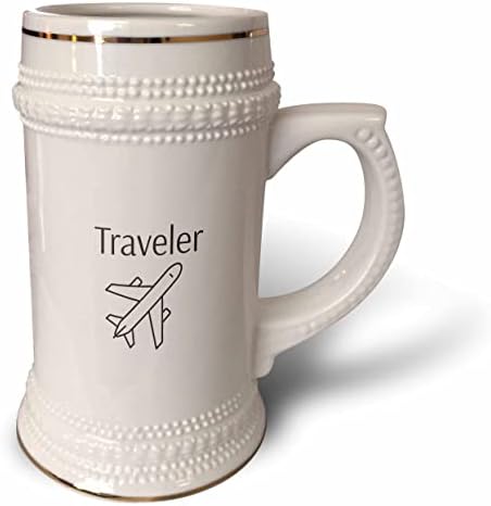 Триизмерно пътуване - Изображението на самолета с надпис Traveler отгоре - чаша за бира в 22 грама (stn-366173-1)